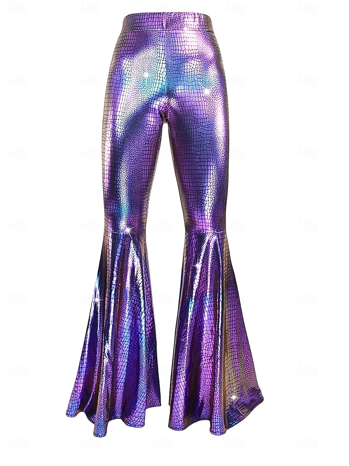 Retro 70. léta Báječný Kalhoty do zvonu Roztažené kalhoty Disko Vysoký pas Lesklý latexový patent Kov Hadí kůže Maškarní kostým Dámské předvečer Všech svatých Karneval hudební festival Retro 2025 - $37.99 –P6