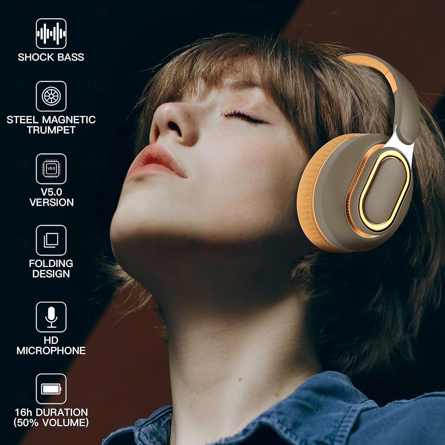Беспроводные Bluetooth наушники H3 с полной оберткой HiFi стерео – Складные наушники с микрофоном AUX/TF/BT режимы Легкие наушники Совместим с iOS и iPhone 2025 - $18.99 –P2