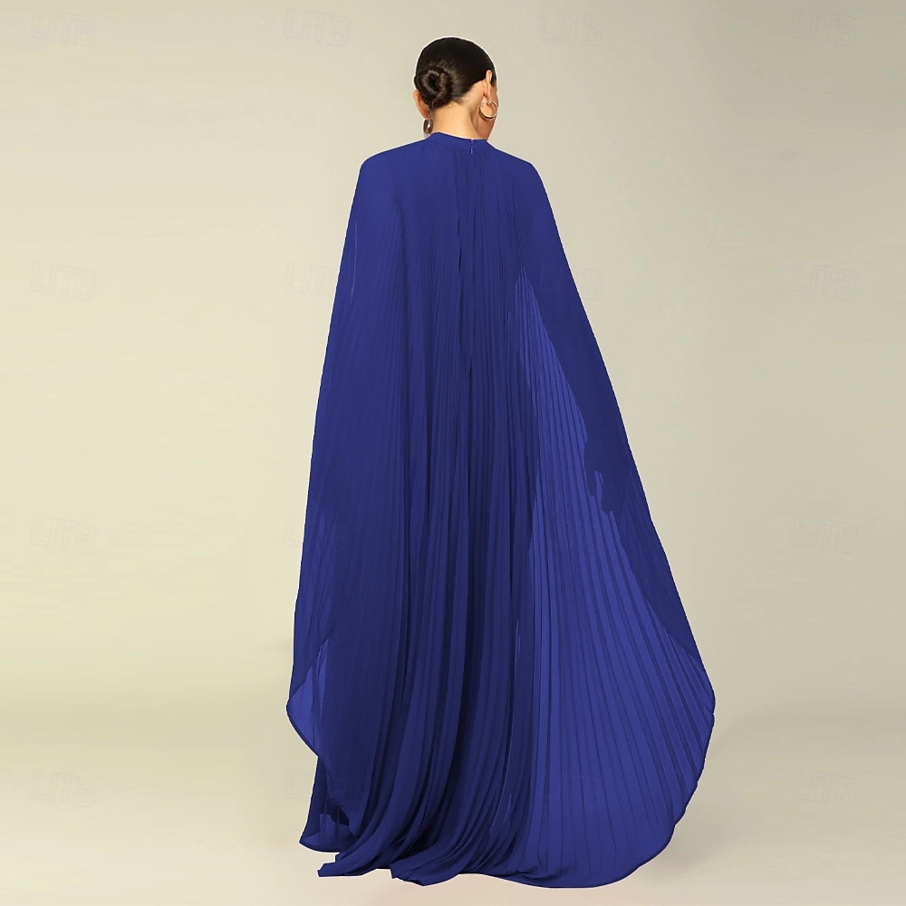 Abiti A-Line Quinceanera elegante abito formale matrimonio lunghezza al pavimento maniche lunghe scollo alto chiffon con pieghe del 2025 a $119.99 –P23