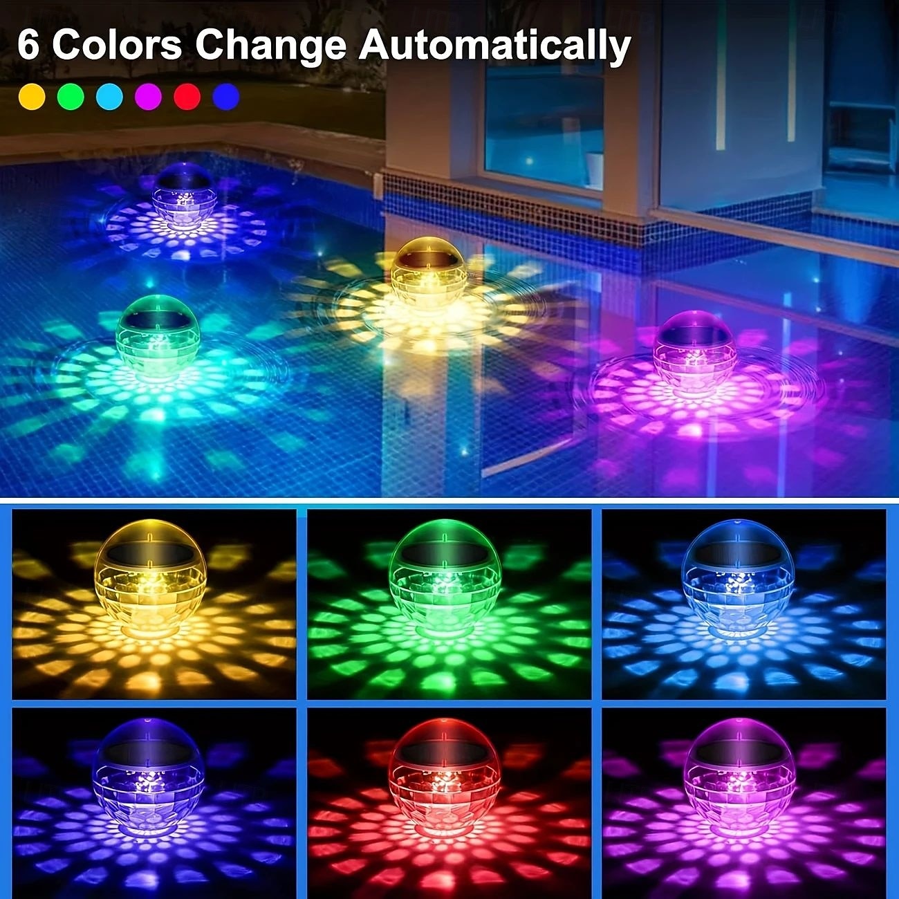 2 Pcs Underwater Lights Floating Pool Light Solar LED Color Changing Light IP67 Waterproof  for Outdoor Hot Spring Ponds Gardens and Hot Tub Fountain Lights at SPA Parties 2025 - $21.99 –P2