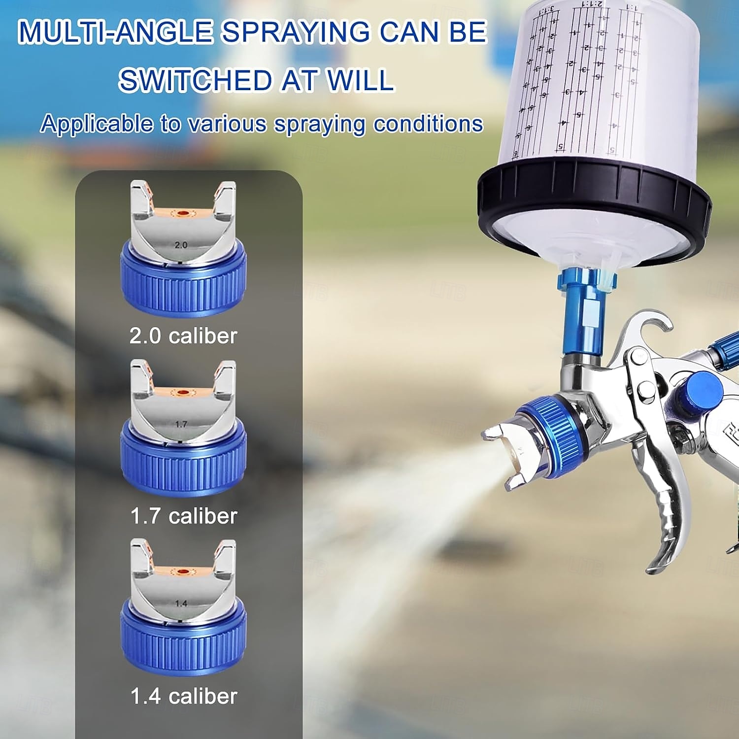 Pneumatic Spray Gun Automotive High Atomization Spray Gun 10 Leave-in Pots Pressure Regulator Paint Spraying Tool 1.4/1 7/2.0mm 2025 - $79.99 –P6