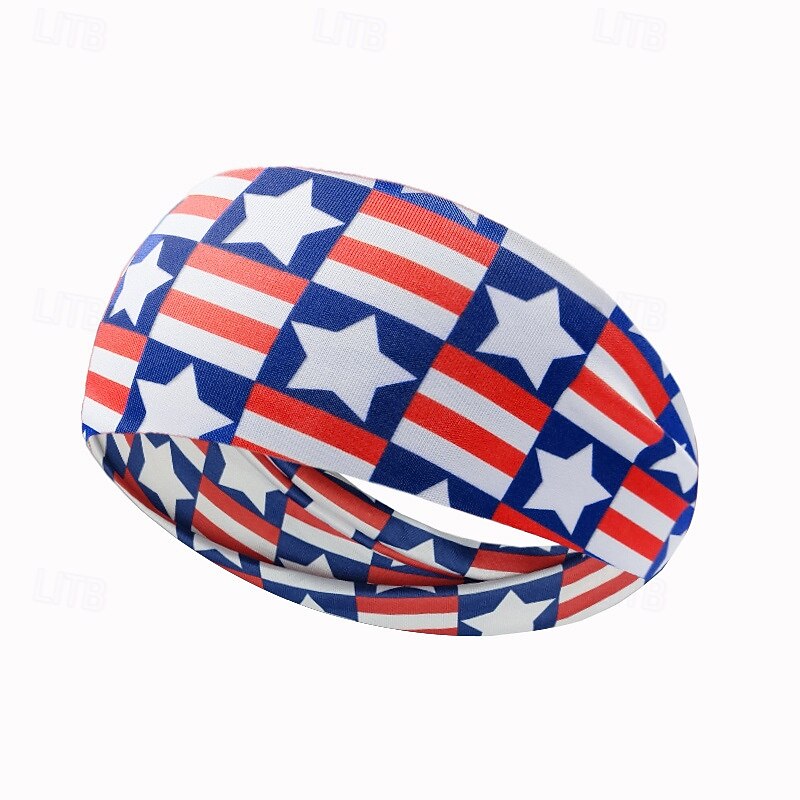 Stirnbänder mit amerikanischer Flagge für Männer, patriotisches gedrehtes Haarband in Rot, Weiß und Blau, dehnbares, sportliches Haar-Accessoire für den Unabhängigkeitstag der USA, den Gedenktag 2025 - $4.49 –P16