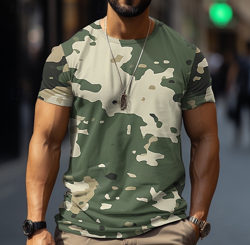 Homme T-shirt Chemise à manches courtes Manche Courte Col Rond Printemps & Automne Motif Mode Designer Imprimé Vacances Rue Sortir Vert Menthe Vert Vert clair T-shirt haut de gamme pour homme de 2025 ? $10.99 –P2