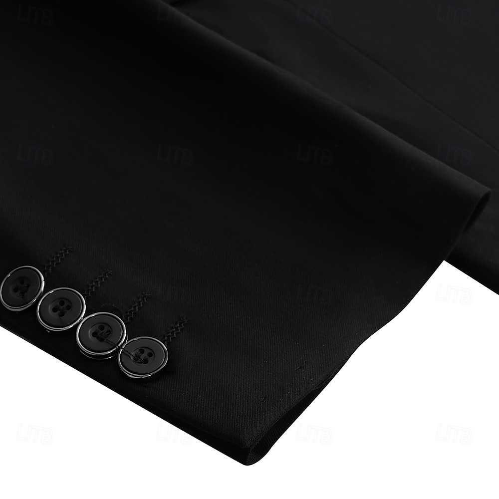 herrebryllupsdresser med svart slips sommer mote formell ensfarget standard passform 3-delt enkeltspent to-knapps dress 2025 - $122.99 –P10
