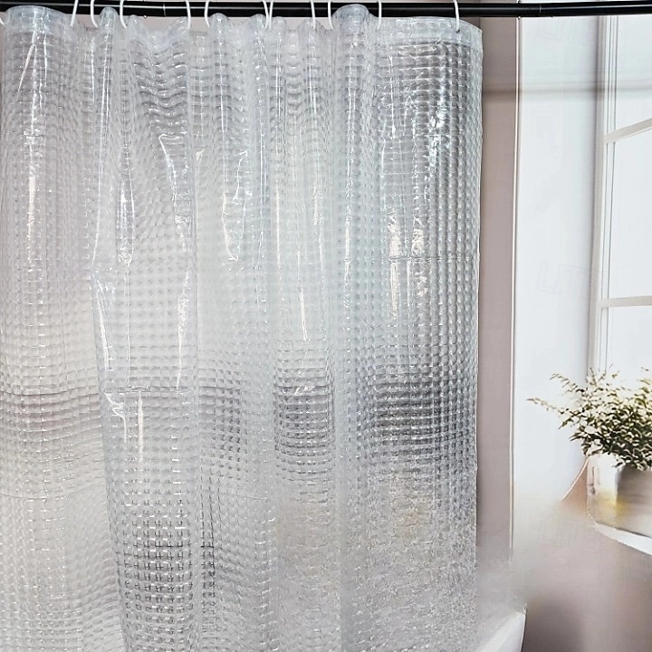3D PEVA Shower Curtain Liner Waterproof 180x180cm 70"x70" Rustproof Metal Grommet Holes for Bathroom, Heavyweight Fabric, Washable, with Hooks Water Cube Colorful Clear 2025 - $13.99 –P2