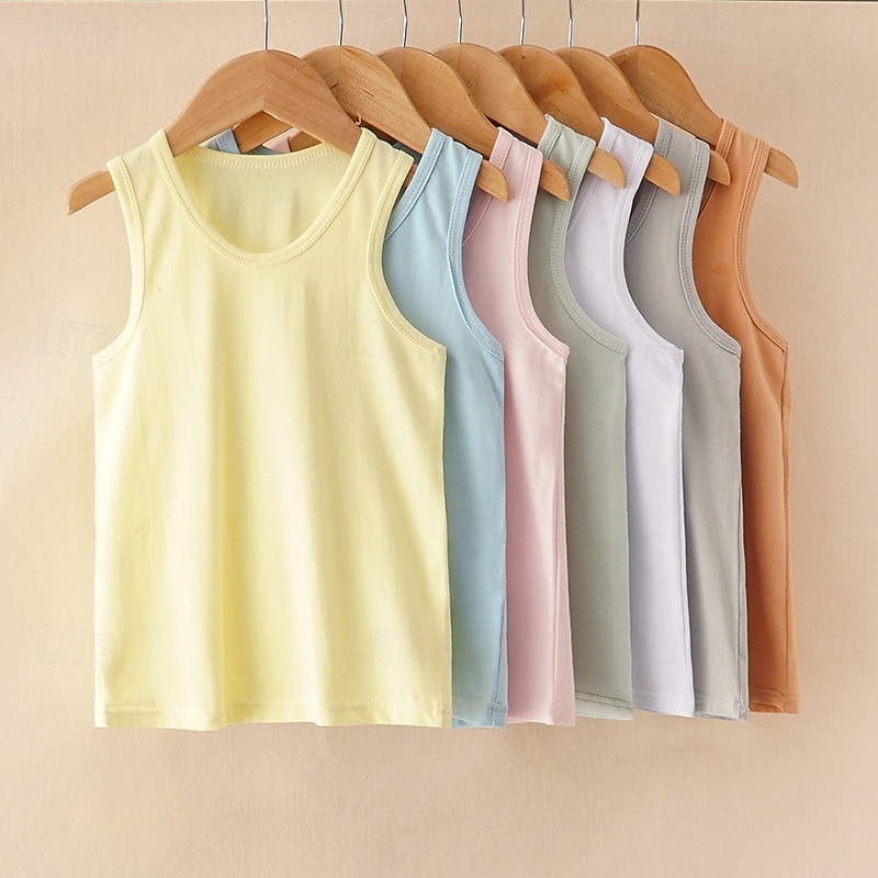 Gyerekek Fiú Tank Tee Tömör szín Ujjatlan Gyermek Top Alkalmi Alap Nyár Fehér 4 év + 2025 - $13.99 –P2