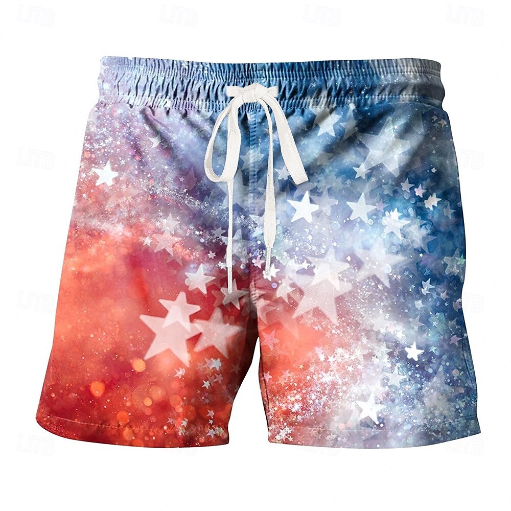Independence Day Voor heren Amerikaanse vlag Vaderlandslievend Vierde juli Lange zwembroeken Zwemshorts Boardshorts Medium Taille Hawaii Feestdagen Zijzakken Mesh voering Elastische tailleband met 2025 - $19.99 –P3