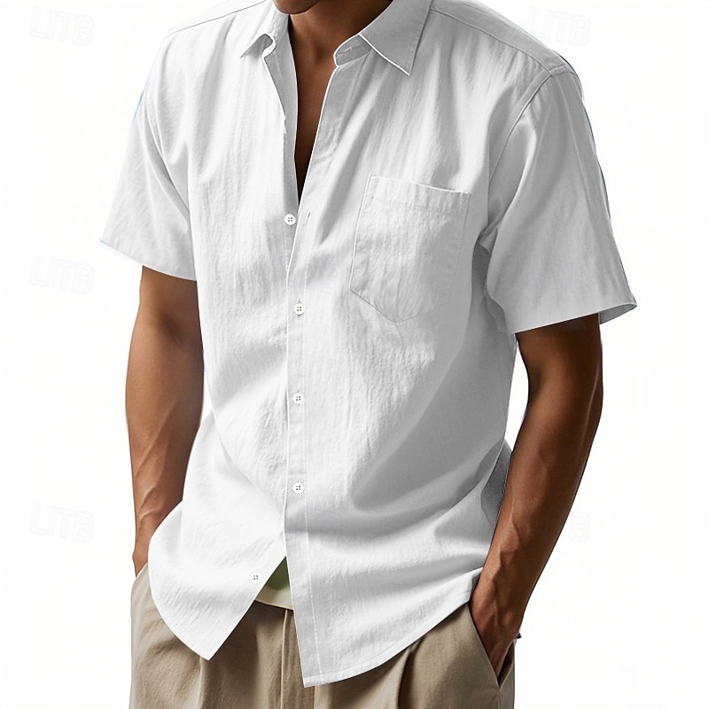 Per uomo Camicia Camicia di lino Camicia casual Camicia con Bottoni Camicia di cotone Semplice Vacanza Streetwear Giallo scuro Nero Bianco Blu marino Manica Corta Collo ripiegato Estate Abbigliamento del 2025 a $18.99 –P6
