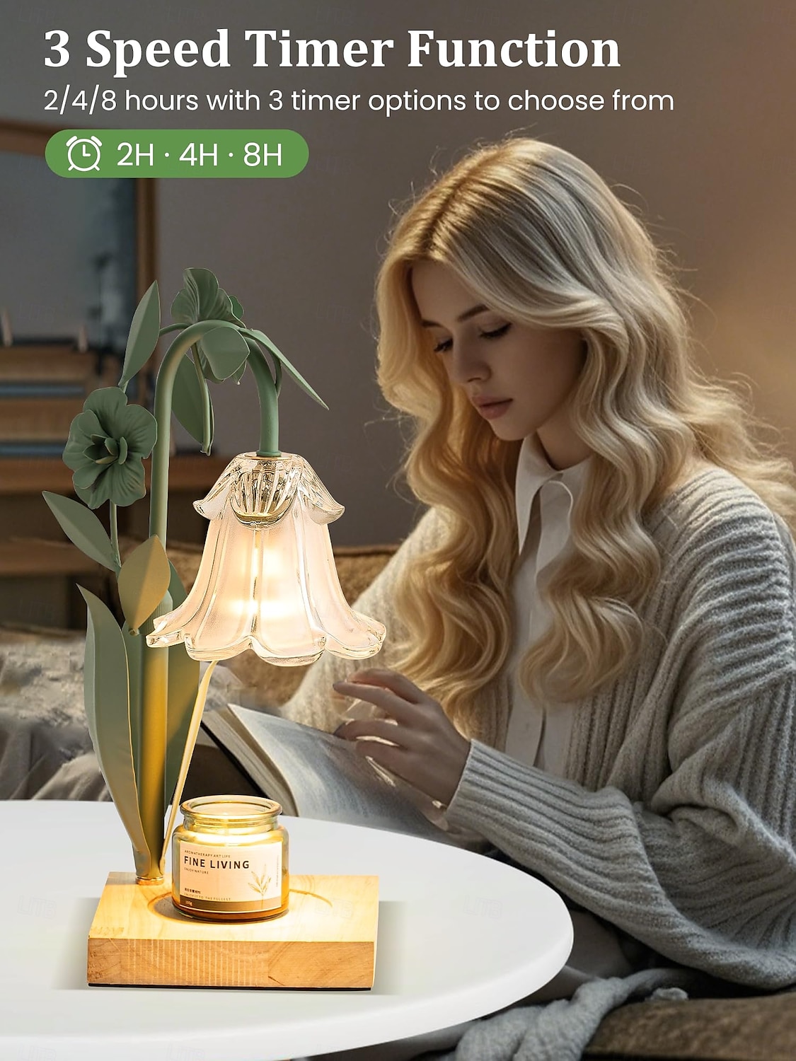 Chauffe-bougie à fleurs avec minuterie, chauffe-bougie à intensité variable, chauffe-bougie à hauteur réglable, convient à toutes les bougies en pot, chambre à coucher, salon, décoration de la maison, de 2025 ? $155.99 –P1