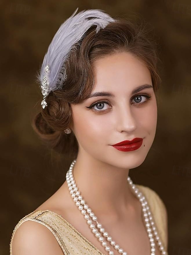 Retró Ordító 20-as évek 1920-as évek Fejpánt A nagy Gatsby Flapper lány Toll Női Mindszentek napja Farsang Esküvő Estély Álarcos mulatság Fejpánt 2025 - $17.99 –P14