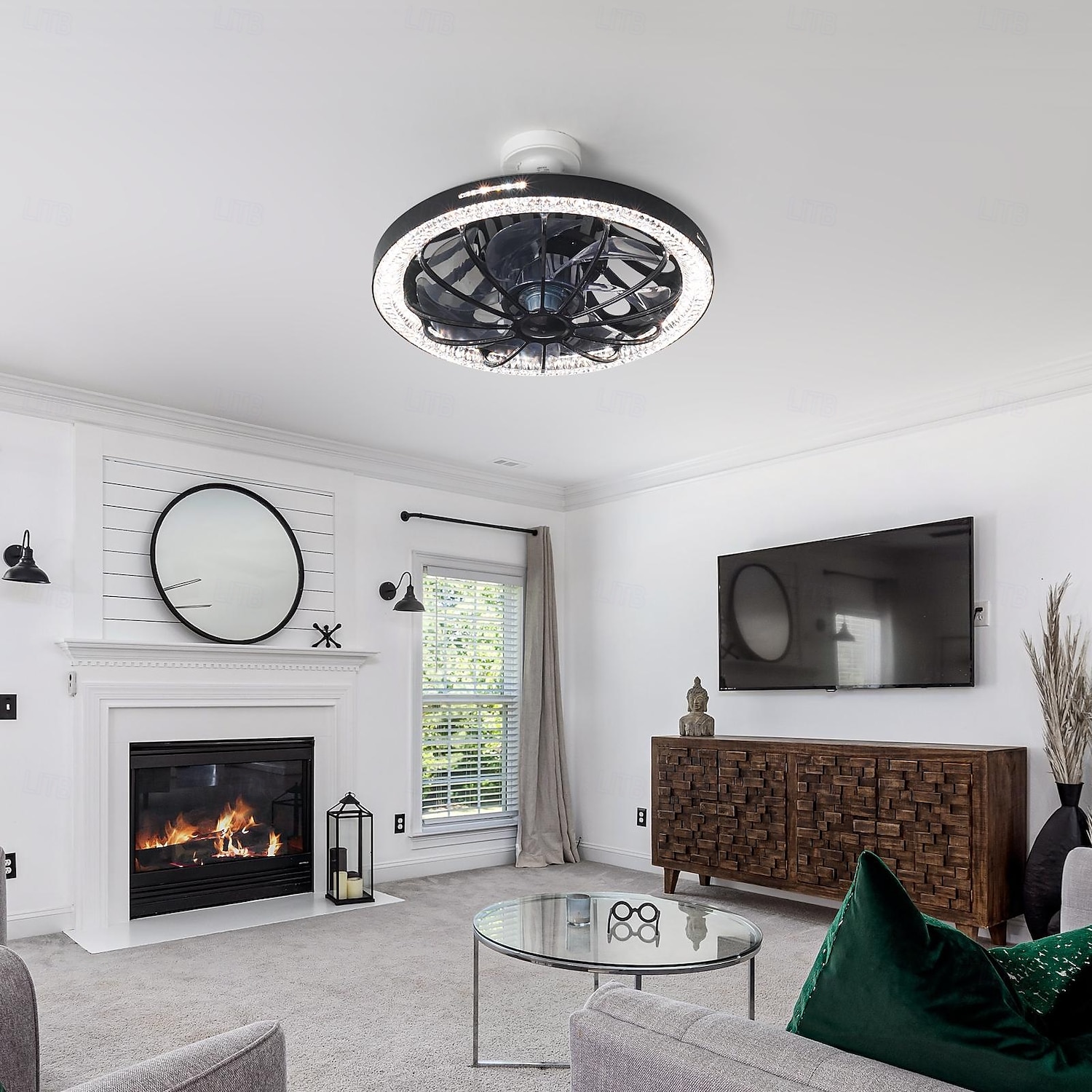1 Pc E26/27 Socket Ceiling Fan Light Remote Control Three Color Adjustable Wind Speed Timing Adjustable Dining Room Bedroom Living Room Ceiling Fan Light 100-240v 2025 - $65.99 –P3