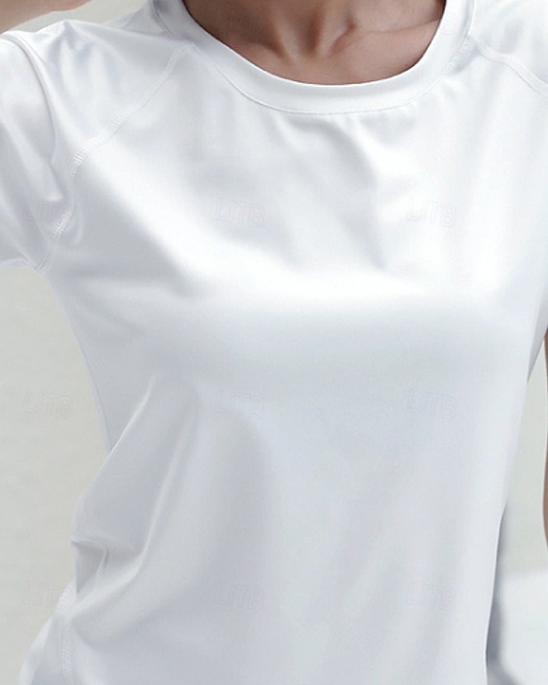 Mulheres Cor Sólida Camisa Esportiva Camisa de tênis Top de tênis Manga Curta Com Transparência Detalhes Refletores Pavio Humido Tênis Golfe Cooper Arredondar Preto Branco Verde Claro Roupas de tênis de 2026 por $18.99 –P4