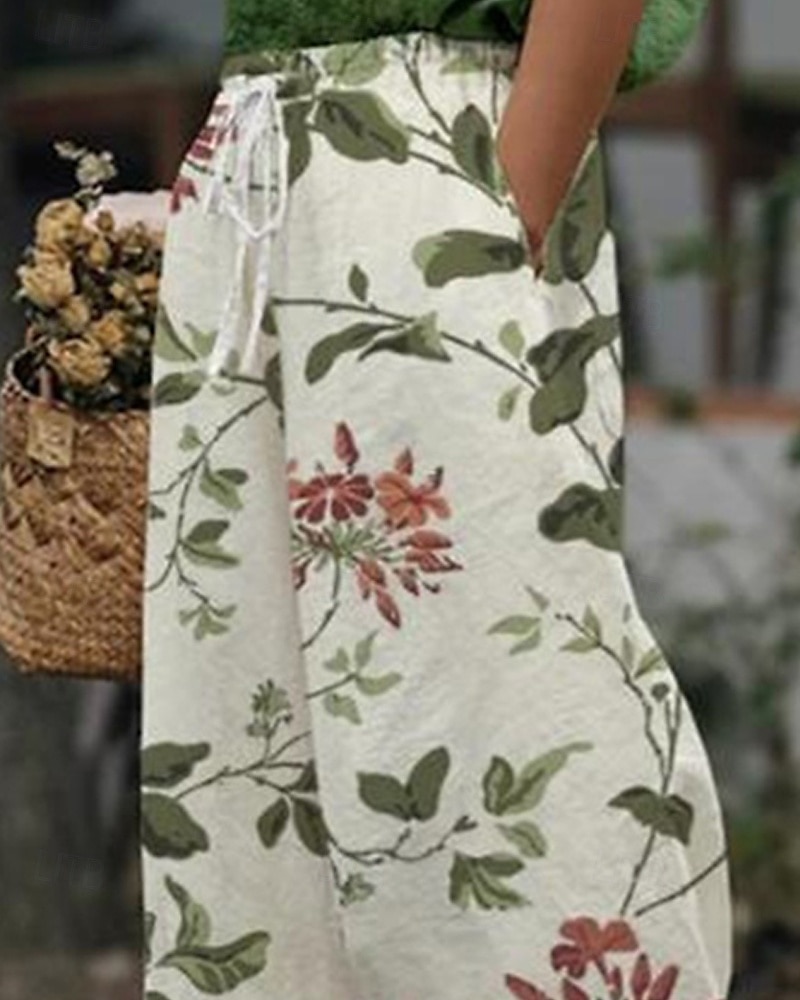 Pentru femei Pantaloni din bumbac in Pantaloni Decupați Șic Stradă Boho Lungime până la glezne Talie medie Floral Talie elastică Comfortabil Purtare Zilnică Ieșire Alb Vară Primăvară Fit regulat 2025 - $23.99 –P2