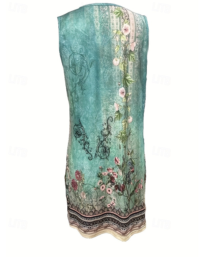 Pentru femei Rochie Mini Rochie florala Rochie Boho Rochie imprimata Clasic Modern Vacanță Zilnic Concediu Fit regulat Floare Fără manșon În V Albastru Deschis Vară 2025 - $20.99 –P3