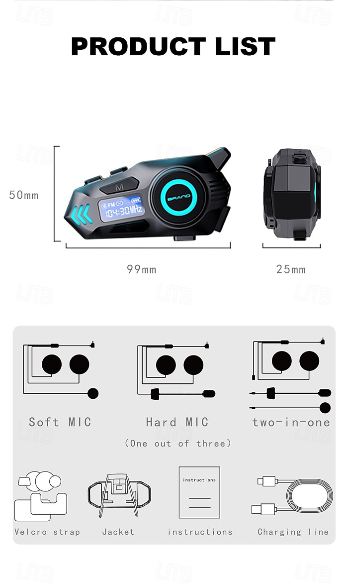 K09 Helmet Bluetooth Earphones with Real-Time Intercom, FM Radio, Noise Reduction, IPX8 Waterproof, Long Battery for Motorcycle Riding 2025 - $41.99 –P13