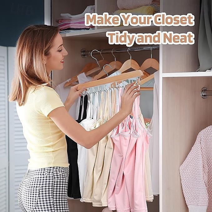 2 Pack Bra Hanger for Closet Organizer Premium Wooden Tank Top Hangers with 40 Foldable Hooks 360 Rotating Design Space Saving Storage for Tank Tops Bras Scarves and More 2025 - $18.99 –P2