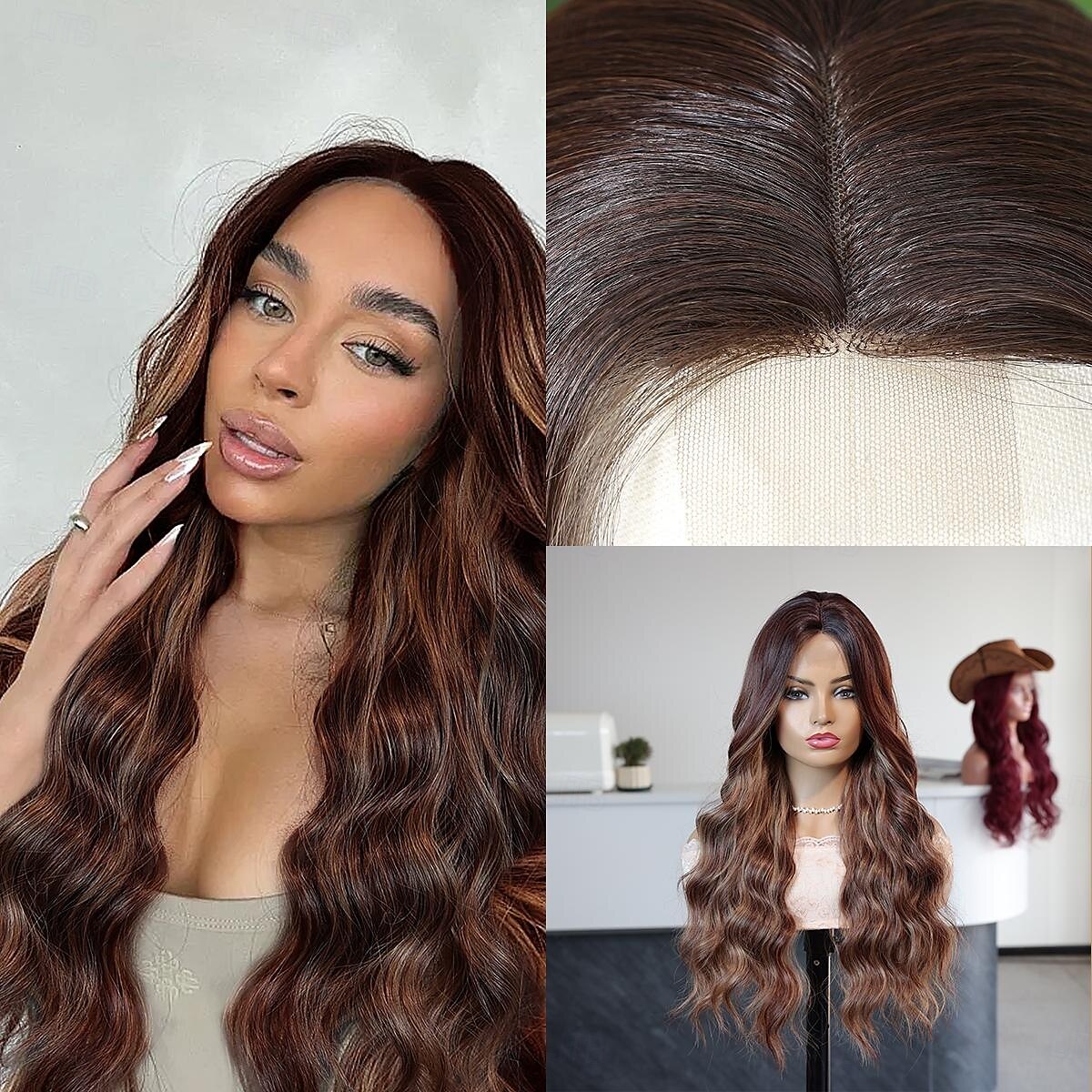Synthetic Lace Wig Curly Style 24 inch Brown Middle Part U Part Wig Women's Wig Light Brown 2025 - $39.99 –P1