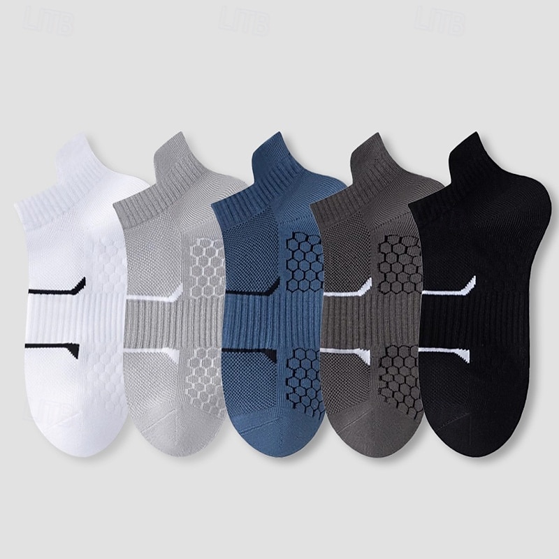 Herren 5 Paare Mehrfachpackungen Socken Laufsocken Freizeitsocken Schwarz+Weiß+Grau Schwarz*2+Dunkelgrau*2+Dunkelblau*1 Farbe Einfach Urlaub Sport & Outdoor Täglich Basic Mittel Frühling Herbst Mode 2026 - $7.49 –P6