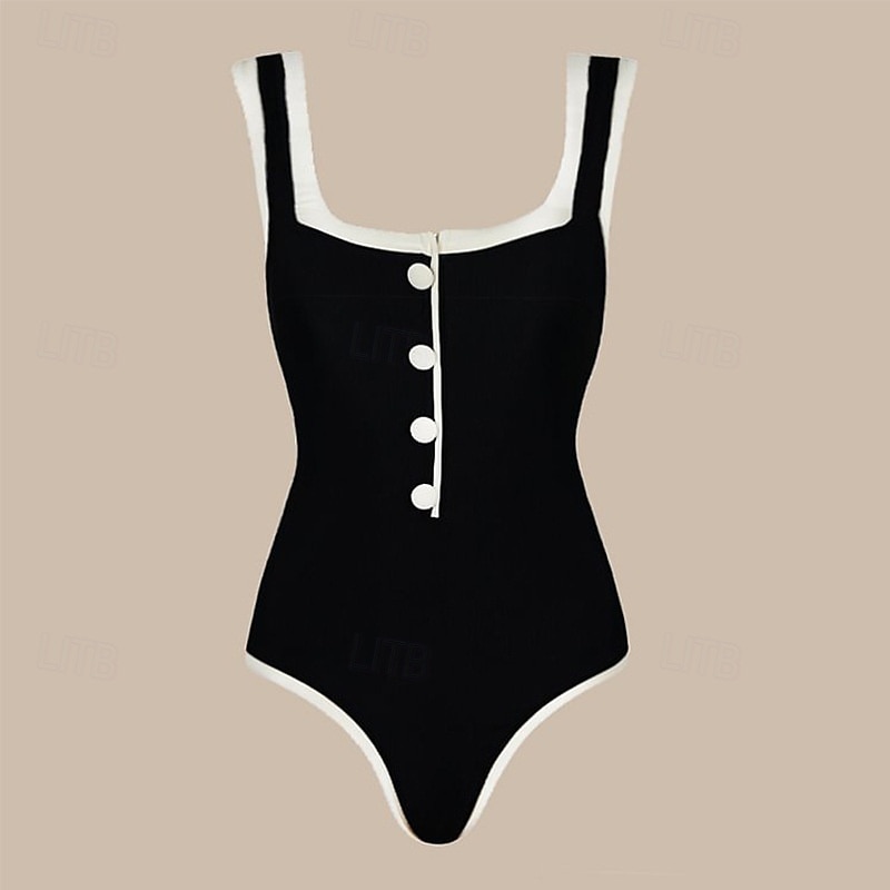 Femmes Maillot de bain 1 pièce Dos Nu Maillot de Bain Patchwork Maillots de Bain Noir Blanche Respirant Séchage Rapide Sans manches - Natation Surf Plongée en apnée Été de 2025 ? $27.99 –P14
