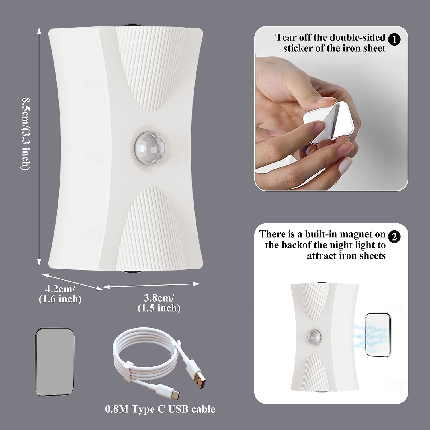 1 Pc Magnetic Charging Induction Wireless Wall Light Non drilling Three color Dimming Intelligent Human Sensing Room Bathroom Corridor Staircase Lighting Type-C Charging 2026 - $17.99 –P6