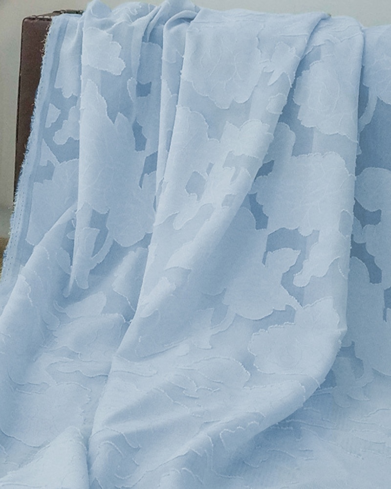 Sky Blue Burnt Out Floral Lace Two Piece A-Line Mother of the Bride Dress Elegant Simple Minimalist Boat Neck Floor Length Chiffon 3/4 Length Sleeve with Jacket 2025 - $139.99 –P2