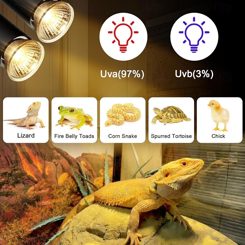 e27 50w uva uvb reptielenlampen schildpad warmtelamp voor reptielen en amfibieën warmte reptielenlamp voor schildpad baardagaam hagedis 4 stuks 2025 - $9.99 –P5