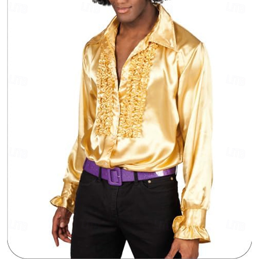 Rétro Vintage Années 1970 Rave Chemise Disco A Volants Déguisement Homme Halloween Carnaval Festival de Musique Défilé de la Fierté Mois des Fiertés Adultes Chemise de 2026 ? $27.99 –P2