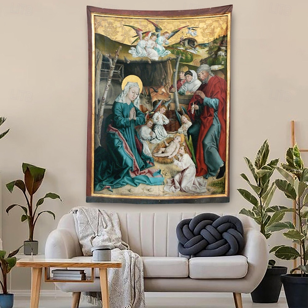 Tapiz medieval, tapiz de la Edad Media, arte religioso, gran mural, decoración, fotografía, fondo, hogar, dormitorio, sala de estar, decoración 2026 - $17.99 –P4