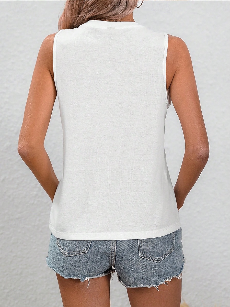 Femmes Débardeur caraco Imprimé Graphique Animal Lettre ancien Occasionnel Sans manches Col ras du cou Hauts Réguliers Quotidien Noir Blanche Beige Été Printemps de 2026 ? $19.99 –P3