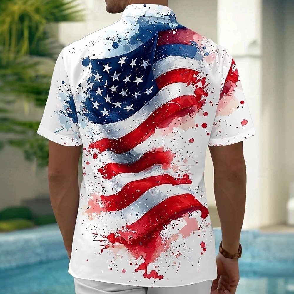 Independence Day Voor heren Amerikaanse Amerikaanse vlag Vaderlandslievend Vierde juli Overhemd Zomer overhemd Overhemd met knopen Korte mouw Mode-casual Feestdagen Zomer Lente Strijkijzer 2025 - $23.99 –P2