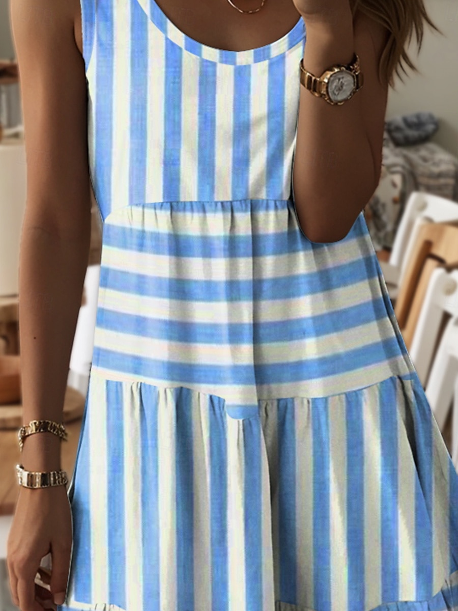 Women's Mini Dress A Line Dress Summer Dress Vacation Casual Daily Regular Fit Geometric Sleeveless Crew Neck Pink Blue Green Summer 2025 - $28.99 –P3