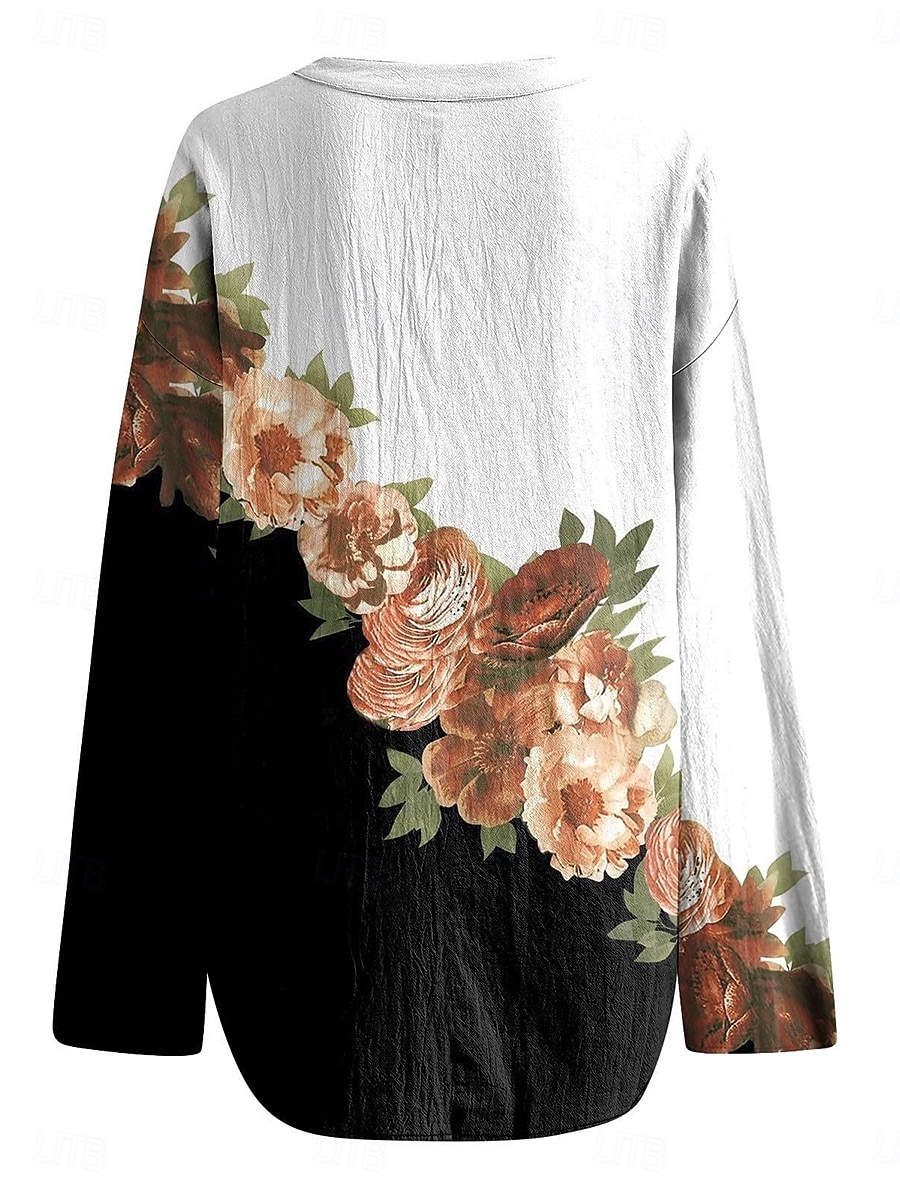 Femmes Chemisier Fleuri Graphique Élégant manche longue Col en V Hauts Réguliers Quotidien Fête Imprimé Jaune Rouge Bleu Violet Été Printemps de 2025 ? $24.99 –P3