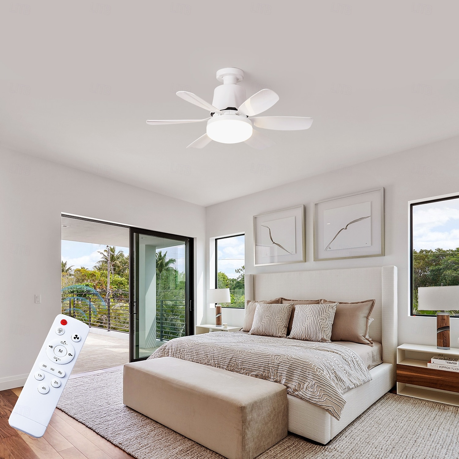 1 Pc 42cm/16.5 Inch Socket Fan Light with Remote, Small Ceiling Fans with Lights, LED Light Bulb Fan, Easy Install Screw-in E26/E27 Base for Bedroom Kitchen Garage Living Room 2025 - $32.99 –P10