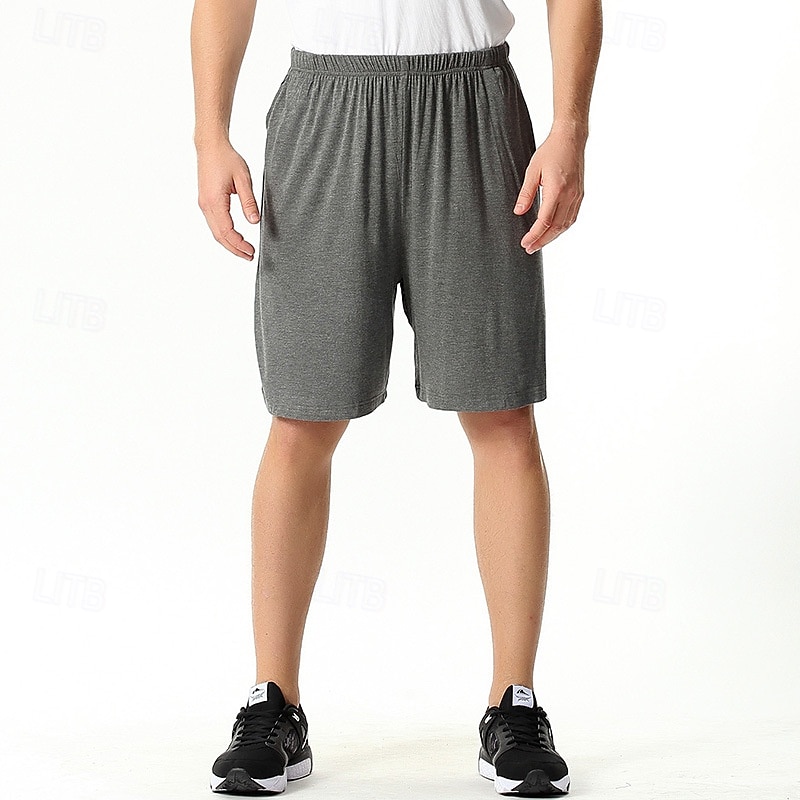 Homens Loungewear shorts de pijama Tecido Moda Clássico Casual Casa Diário De Cama Algodão Conforto Respirável Macio Calção Cintura elástica Verão Preto Rosa de 2025 por $13.49 –P1