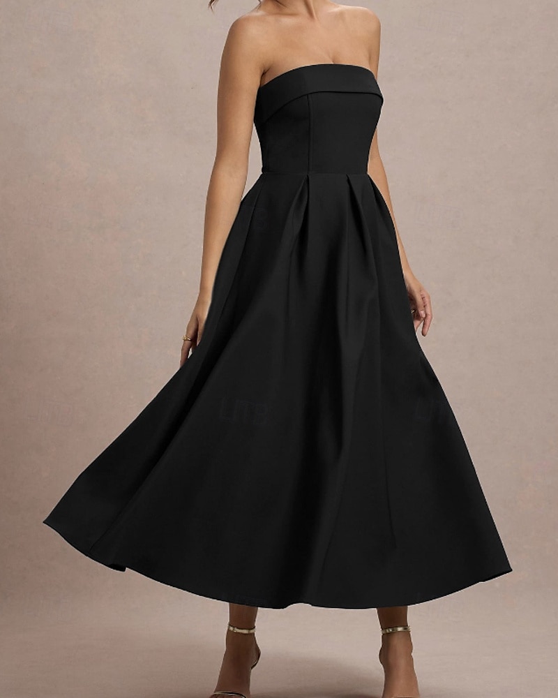 Pentru femei Rochii Midi Rochie albă Rochie de absolvire Rochie de bal Rochie de petrecere Modă Nuntă Petrecere Serată Fit regulat Simplu Fără manșon Fără Bretele Negru Alb Galben Roz Îmbujorat Vară 2025 - $31.99 –P19