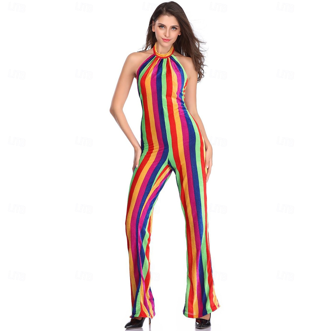 רטרו\וינטאג' שנות ה-70 סרבל בוטום בל מכנסיים מתרחבים דיסקו קשת פסים תחפושות בגדי ריקוד נשים האלווין (ליל כל הקדושים) קרנבל פסטיבל מוזיקה מצעד הגאווה חודש הגאווה מבוגרים סרבל קיץ 2026 - $46.99 –P5