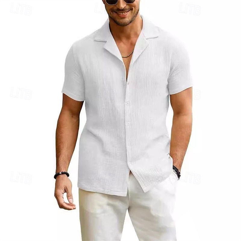 Per uomo Camicia Camicia Estiva Camicia casual Camicia da Spiaggia Camicia con Bottoni Nero Bianco Blu Grigio scuro Manica Corta Semplice Collo Camp Vacanza Camicia hawaiana Abbigliamento Poliestere del 2025 a €15.84 –P4