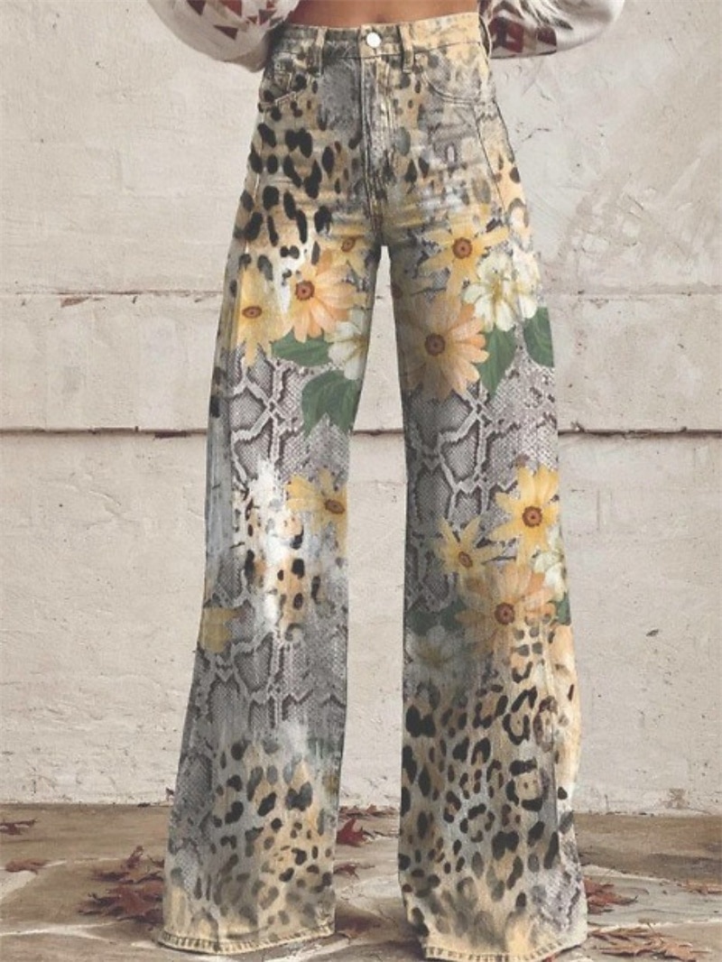 Retro Vintage Boho 1970er Hose Hose mit weitem Bein Hippie Disco Hohe Taille Tarnung Jeans-Imitat Kostüm Damen Karneval Alltagstauglich Musikfestival Retro-Mottoparty Erwachsene Hose 2026 - $35.99 –P1