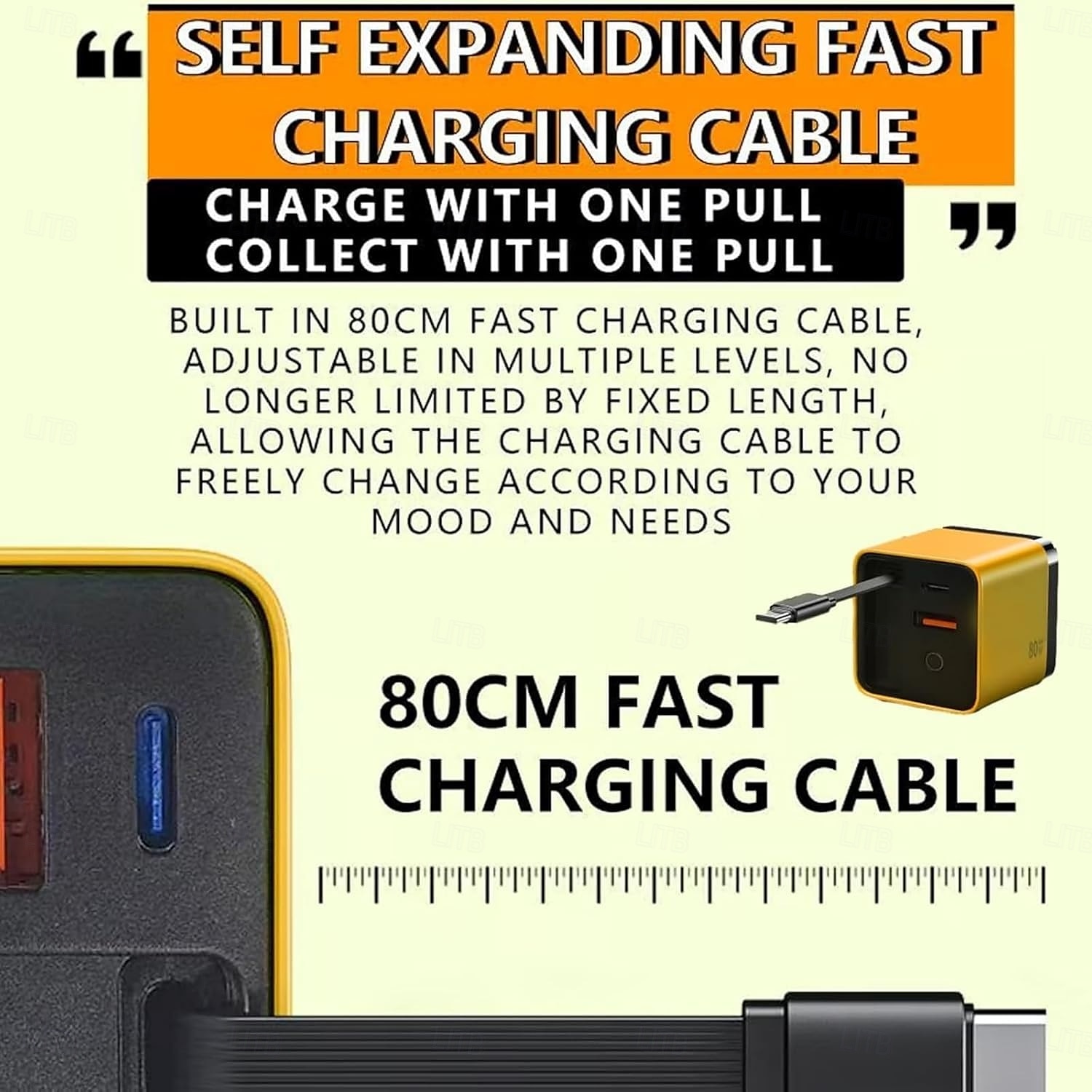 3 in 1 GaN Charger,Scalable 80w Max Fast Charger Module with Type-C Cable and 2 USB Ports, for iPhone, Phone and Laptops 2025 - $28.99 –P3