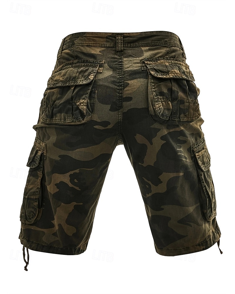 Homens Bermuda Cargo Shorts camuflados Calção Shorts de verão Bolso multi Bolso com aba Côr Camuflagem Conforto Vestível Comprimento do joelho Ao ar livre Esporte Diário Moda Casual Azul Marinho Cáqui de 2025 por $30.99 –P12