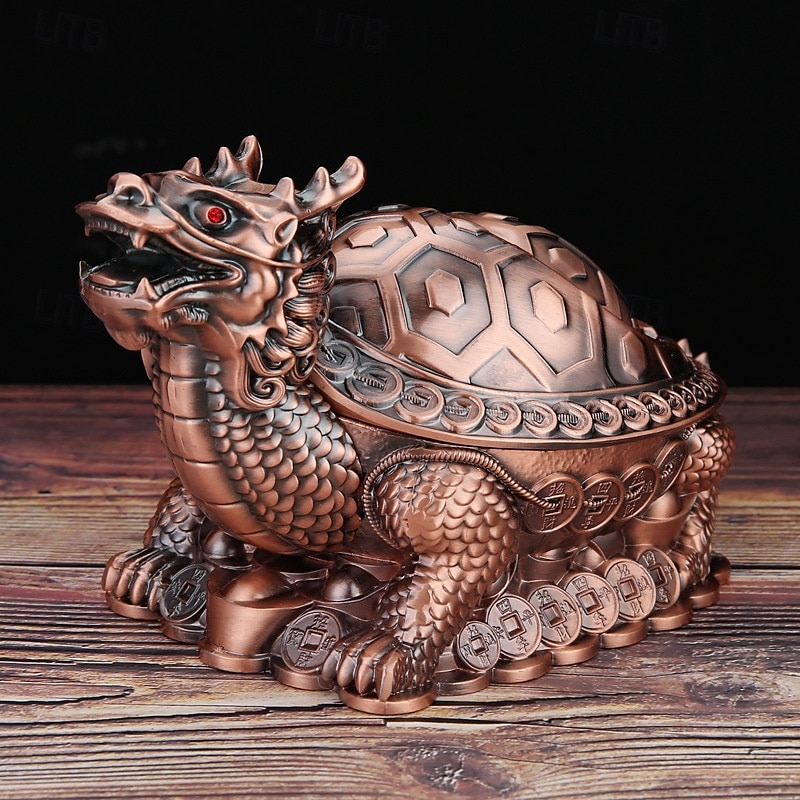 Vintage Ashtray with Lid, Dragon Turtle Windproof Ashtray for Home Living Room, Anti-Smoke Decorative Covered Ashtray Ornament 2026 - $27.99 –P5