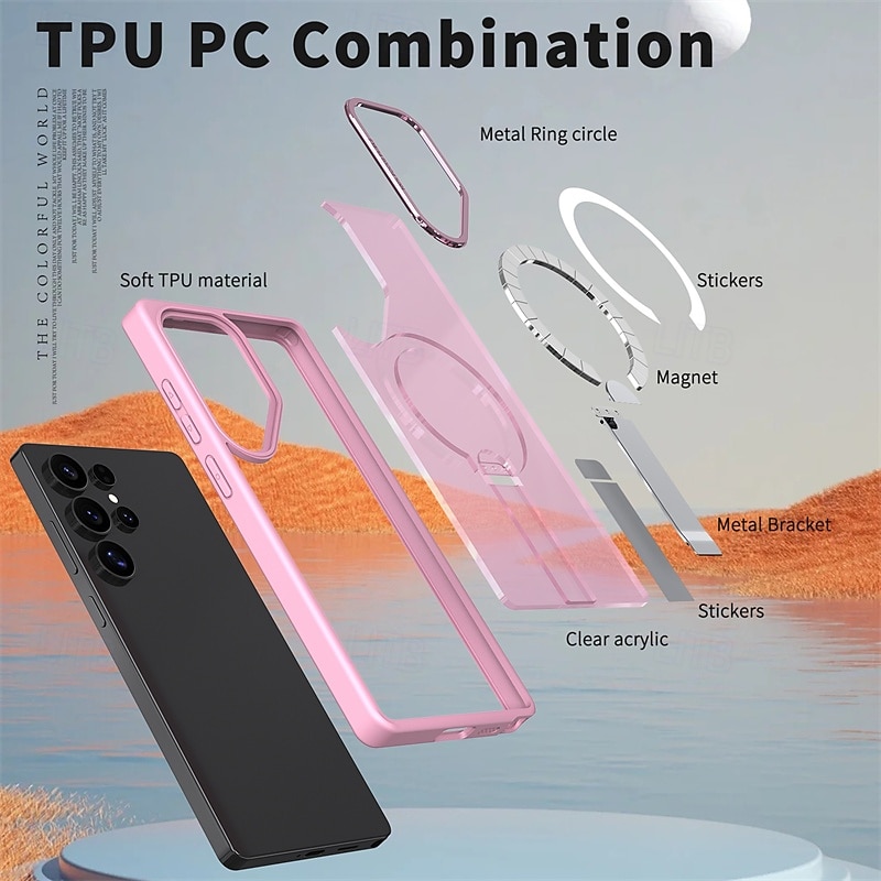 Magnetic Phone Case for Samsung Galaxy S25/S25 Plus/S25 Ultra/S24/S24 Ultra/Plus/FE – MagSafe Ring Kickstand, Military Protection, Full Body PC+TPU 2025 - $22.99 –P5