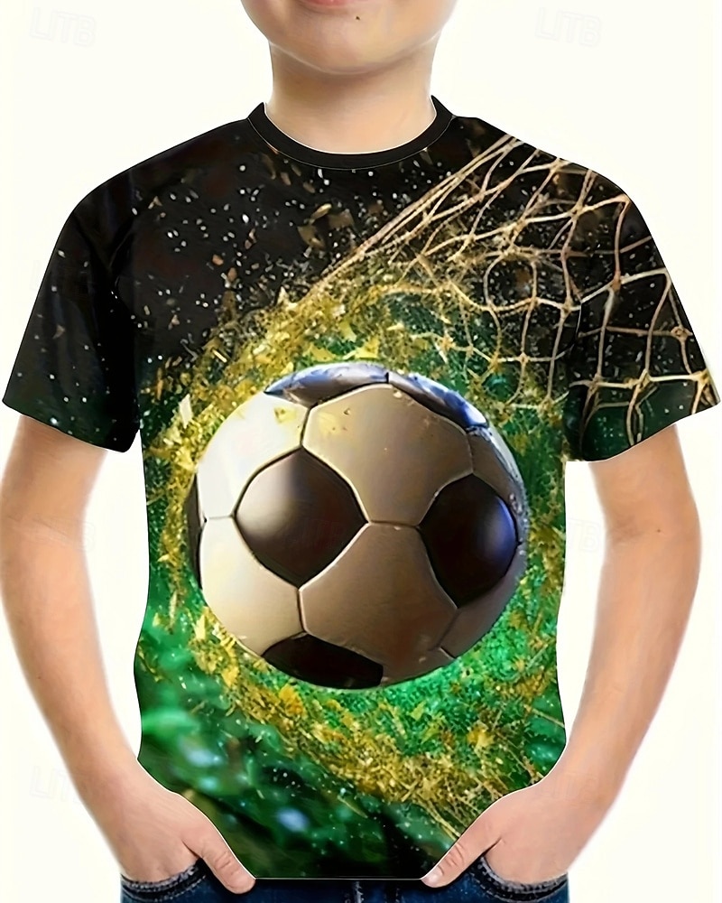 Ragazzi 3D Calcio Maglietta Manica Corta Estate Primavera Moda Essenziale Bambini 4-12 Anni Girocollo All'aperto Casuale Quotidiano Vestibilità regolare del 2026 a $11.99 –P1