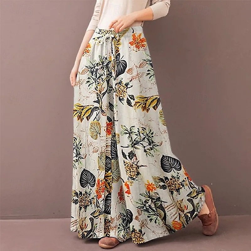 Per donna Pantaloni ispirati al lino Gamba larga Pantaloni Palazzo Streetwear Boho Lunghezza intera Misura del girovita medio Fiore Elastico in vita Traspirante Confortevole Micro-elastico All'aperto del 2025 a $17.99 –P10
