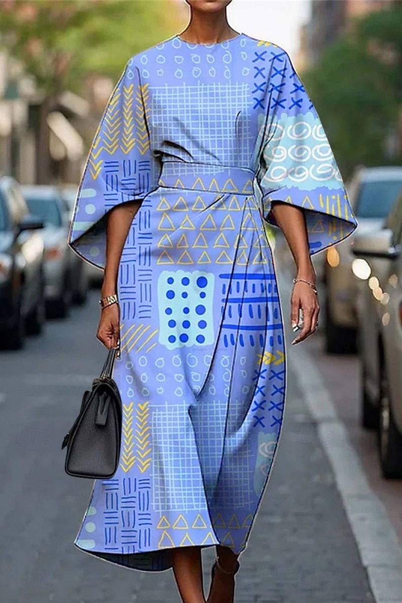 Femmes Robe Longue Maxi Robe Robe Décontractée Robe d'été Mode Moderne Quotidien Date Week-end Coupe régulière Géométrique Manche 3/4 Col ras du cou Rose Claire Bleu Violet Fuchsia Été de 2025 ? $27.99 –P5