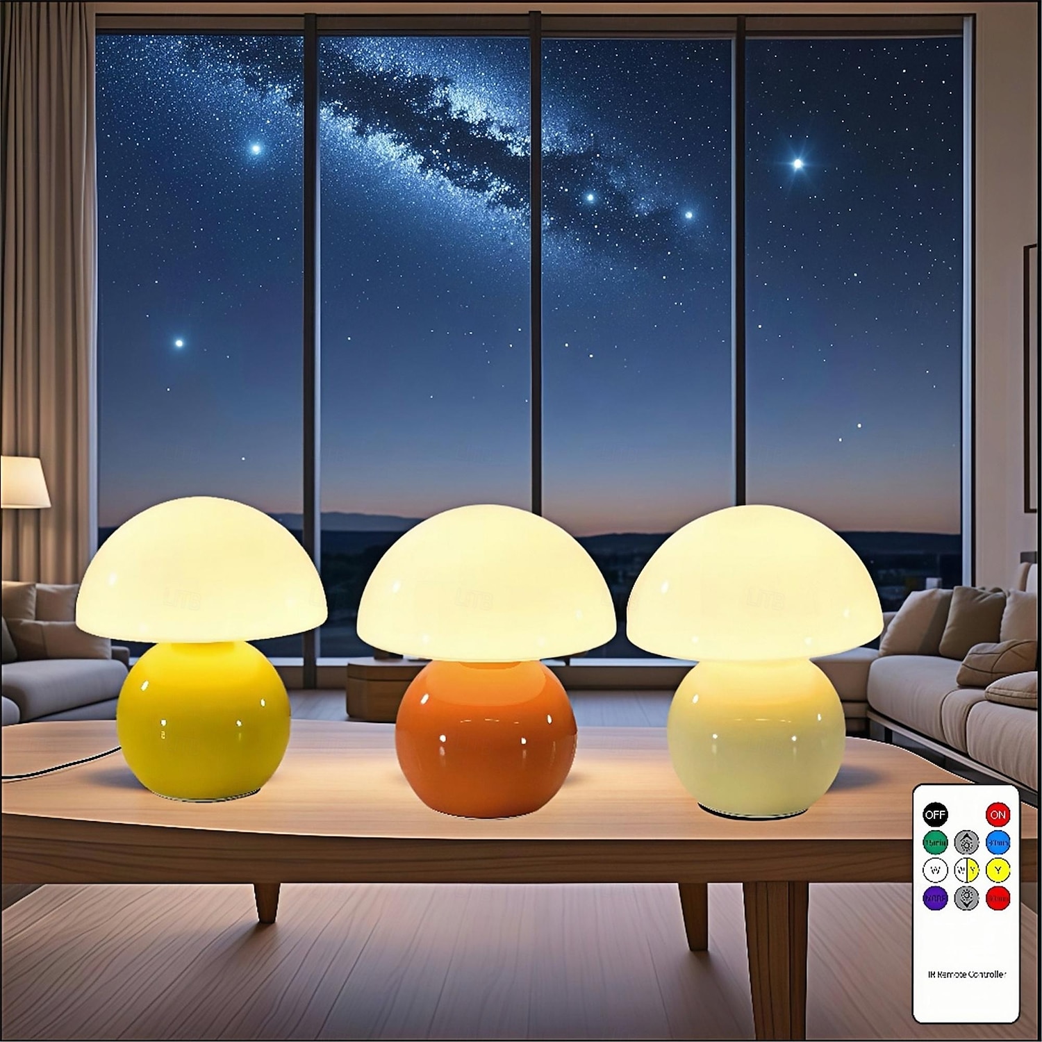 3-Color Table Lamp Mushroom Adjustable Remote Control Ceramic Lamp Bedroom Bedside Lamp Cream Style Mushroom Table Lamp Bedroom Decoration Small Night Light Study Lighting   USB 1PC 2025 - $32.99 –P7