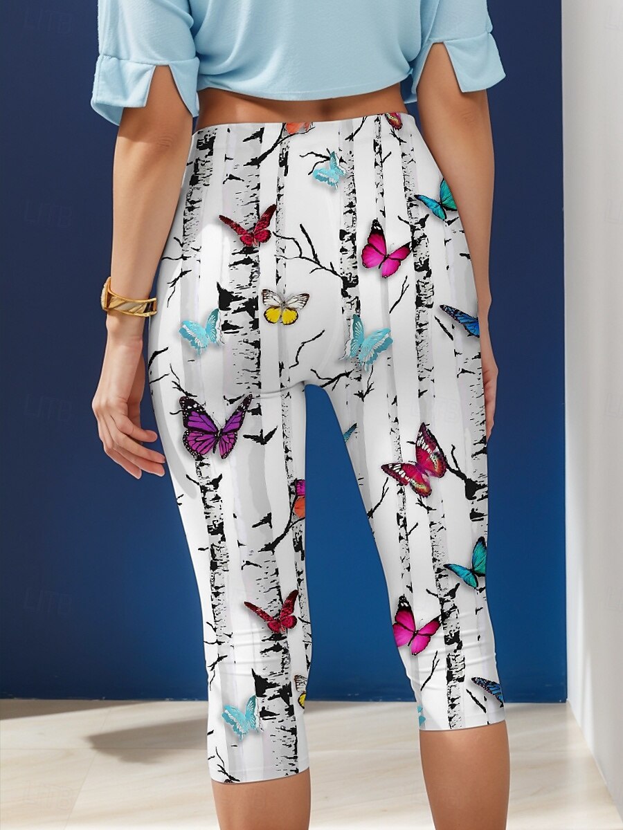 W női leggingsz Capri nadrág magas elasztikusság nyaralási vintage divat borjú hosszúságú magas derék grafikai fa pillangó mintázat hőszigetelő meleg lélegző puha rugalmas hivatalos kültéri nyaralás 2025 - $18.99 –P2