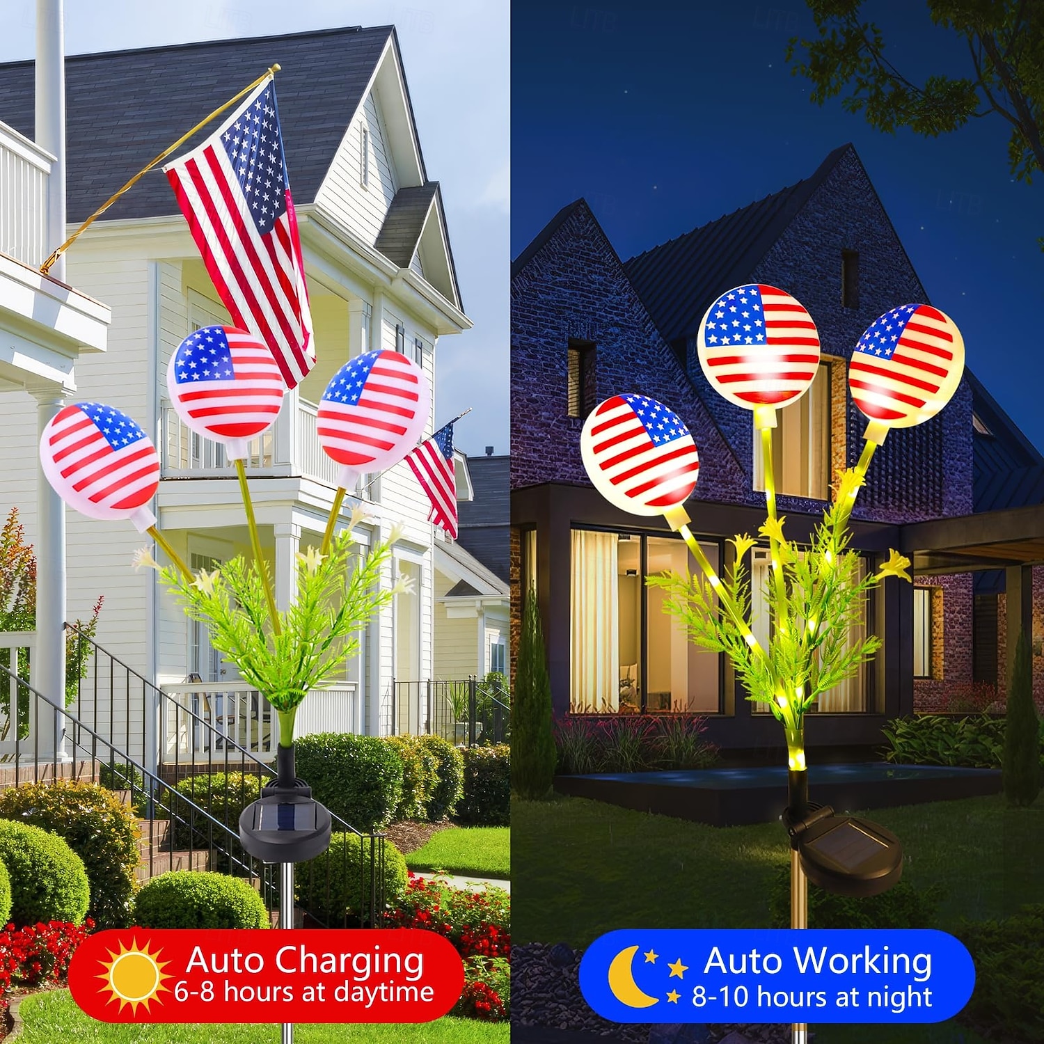 1 Pack Patriotic Outdoor Waterproof Solar Powered US Flag Ground Insertion Light July 4th Independence Day 250th Anniversary Memorial Day Garden Courtyard Path Tomb Decoration Light 2026 - $17.99 –P3