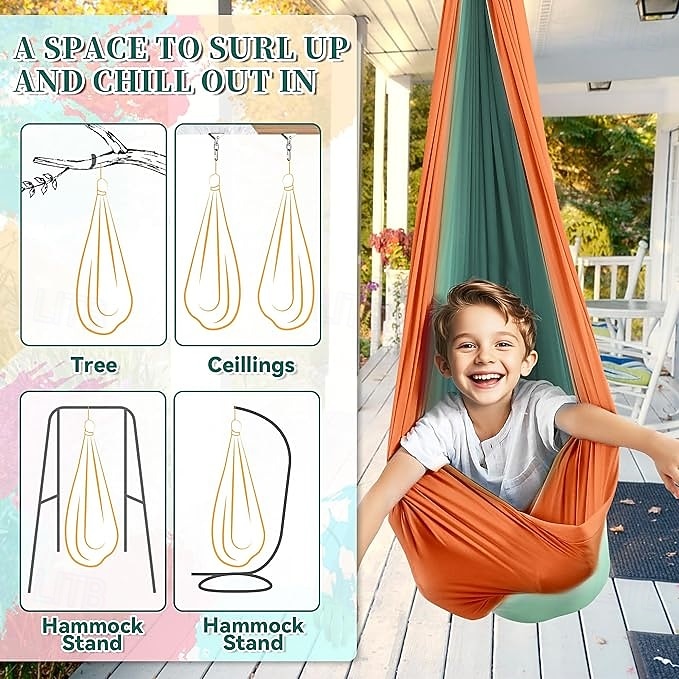 sensorische schommel voor kinderen en volwassenen, geschikt voor 136 kg aan binnen- en buitensensorische schommel, dubbele laag behandeling voor kinderen met autisme, inclusief ophangset 2026 - $92.99 –P6