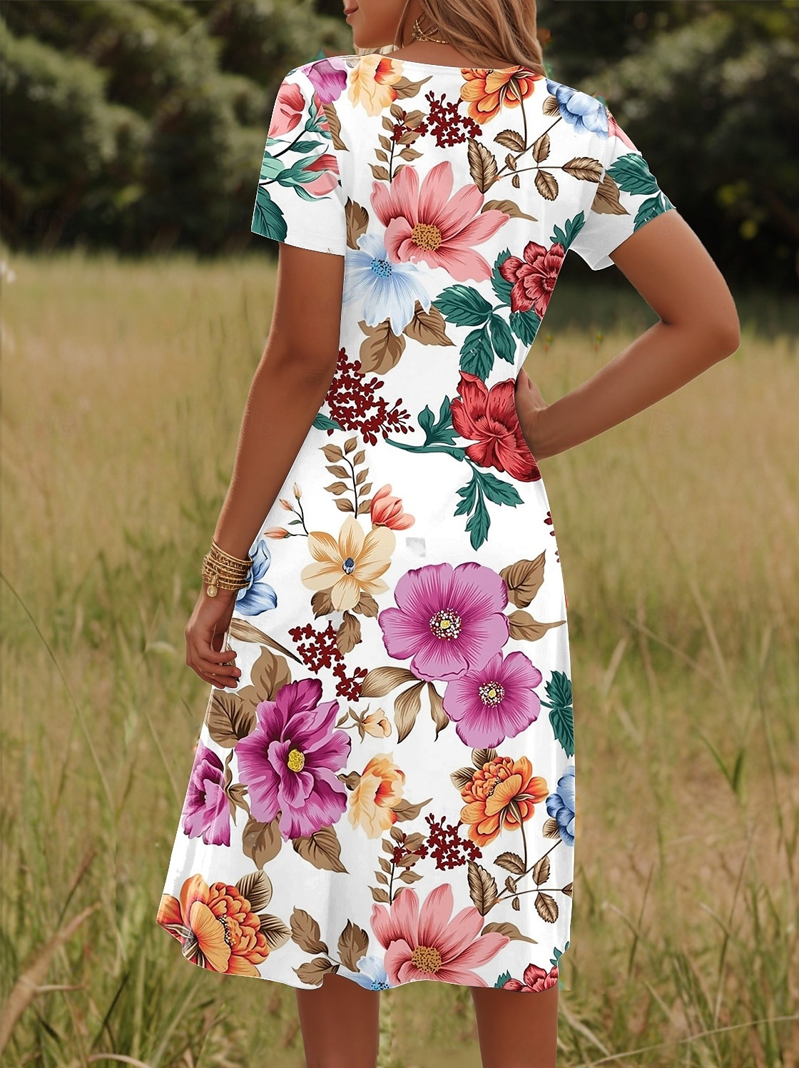 Damen Minikleid T-Shirt-Kleid Sommerkleid A Linie Kleid Urlaub Lässig Strand Täglich Ferien Date Normale Passform Blumen Grafik Kurzarm V Ausschnitt Rosa Blau Purpur Sommer 2025 - $23.99 –P2